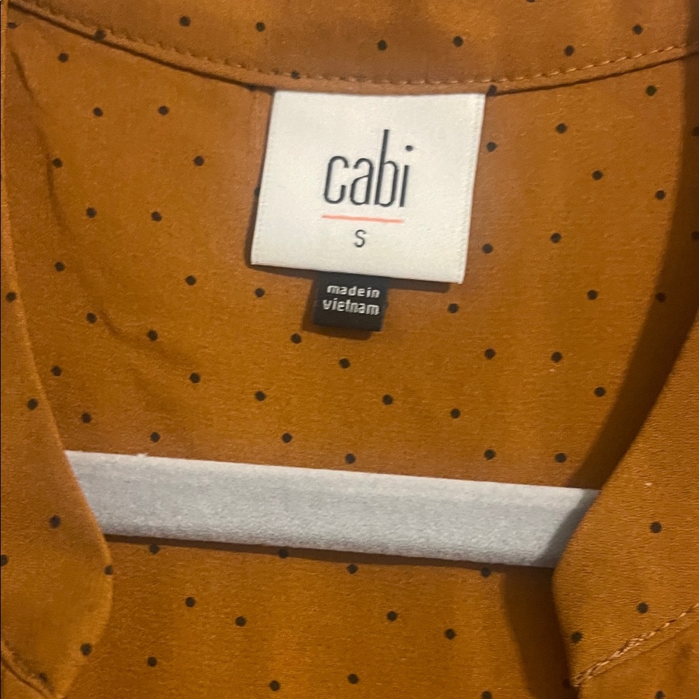 CAbi Sleeveless Rust-Brown Dot Button Front Blouse - Picture 2 of 3